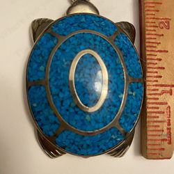 Trifari Vintage Turtle Turquoise Inlaid Pendant
