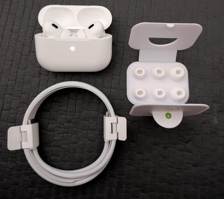 Genuine AirPods Pro (2nd Generation) Wireless Ear Buds with USB-C Charging, Up to 2X More Active Noise Cancelling Bluetooth Headphones, Transparency 