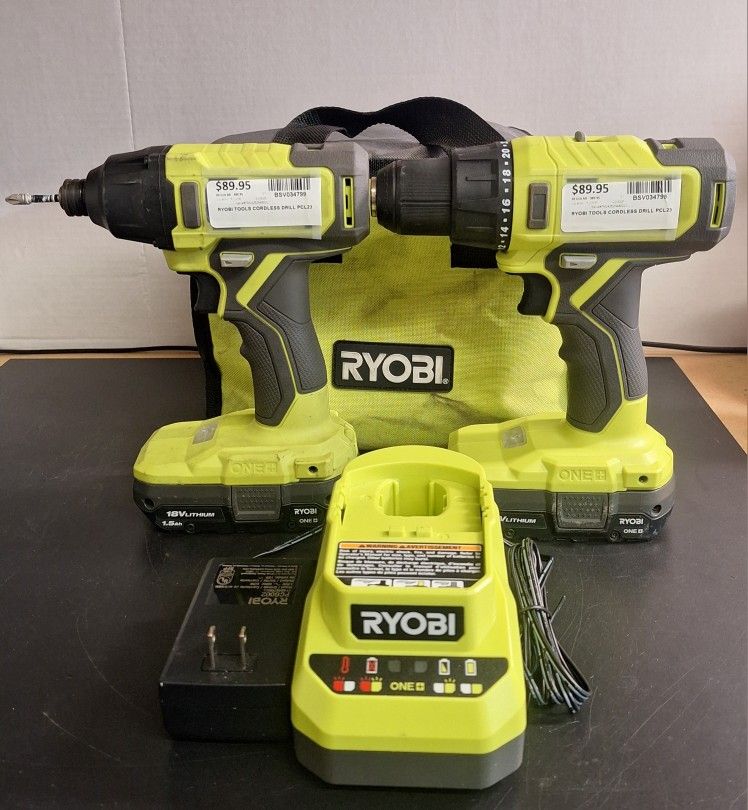 RYOBI TOOLS CORDLESS DRILL SET