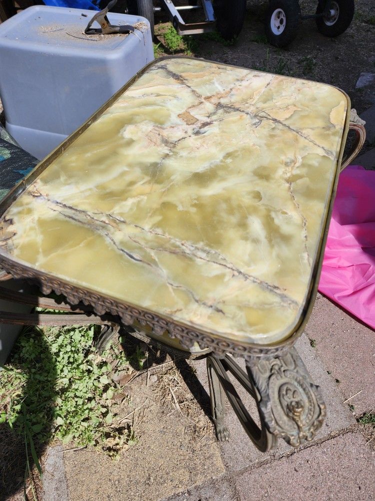 Antique Victorian Green Onyx Table