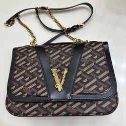 Versace Virtus Greca Medallion Shoulder Bag