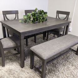 6-pc Dining Table Set (table + Chairs + Bench )