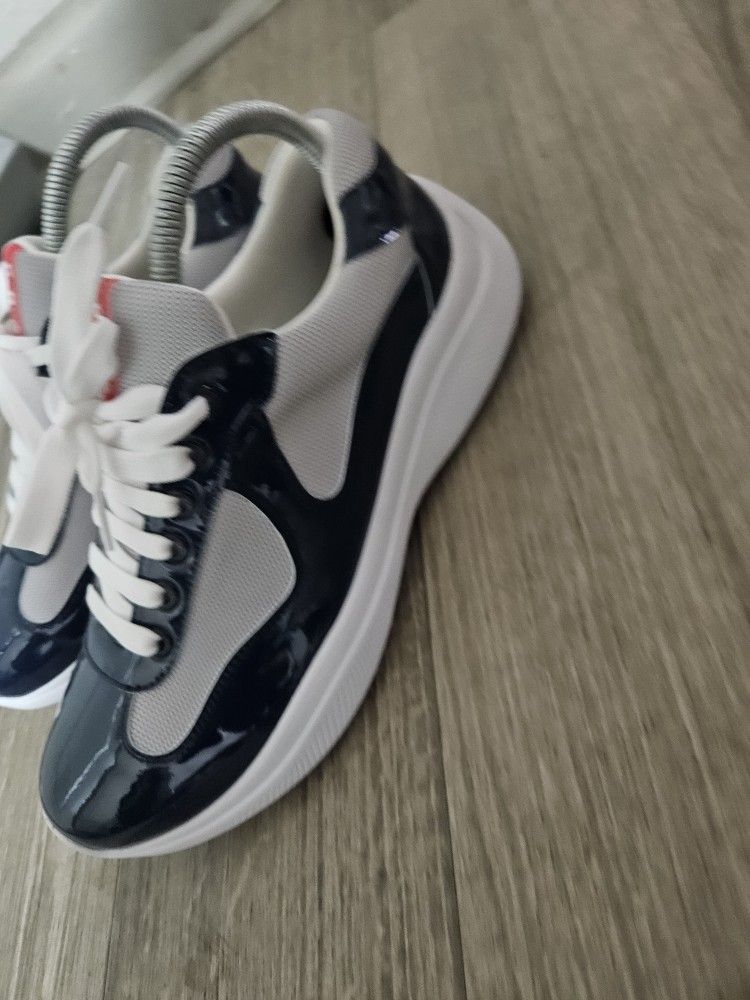 Prada Navy Blue Patent Leather A merican Cup