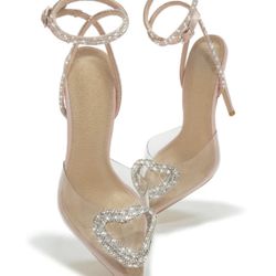 HEART EMBELLISHED HIGH HEELS