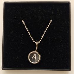 Vintage Sterling Silver Typewriter Key Letter A Charm and necklace