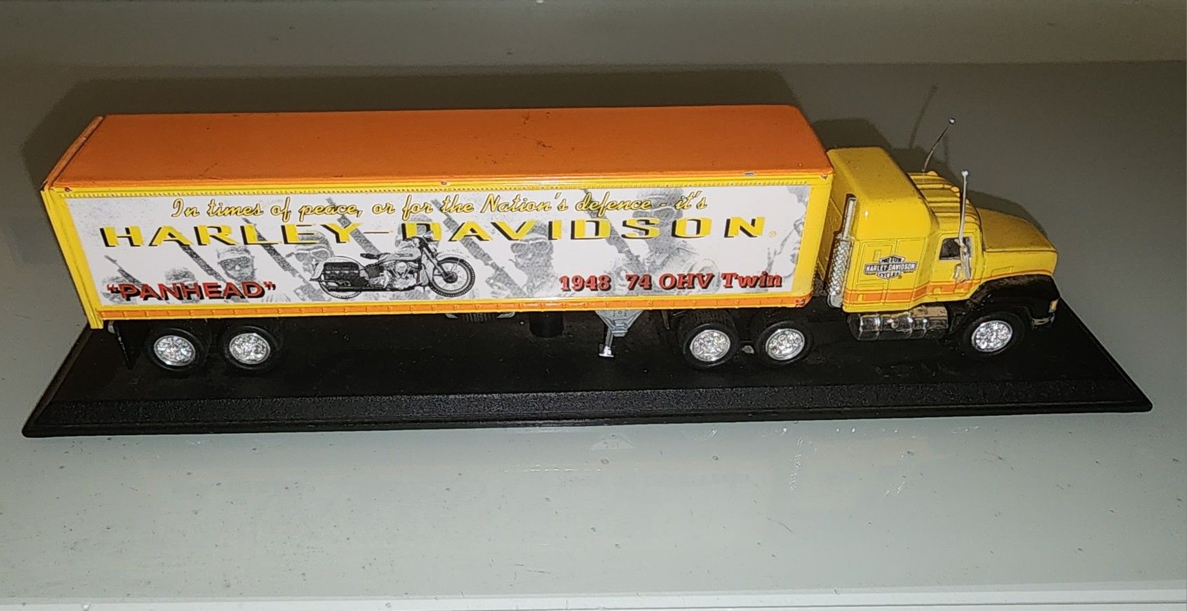 Matchbox die cast Harley Davidson Truck and Trailer. 74 OHV Twin Panhead
