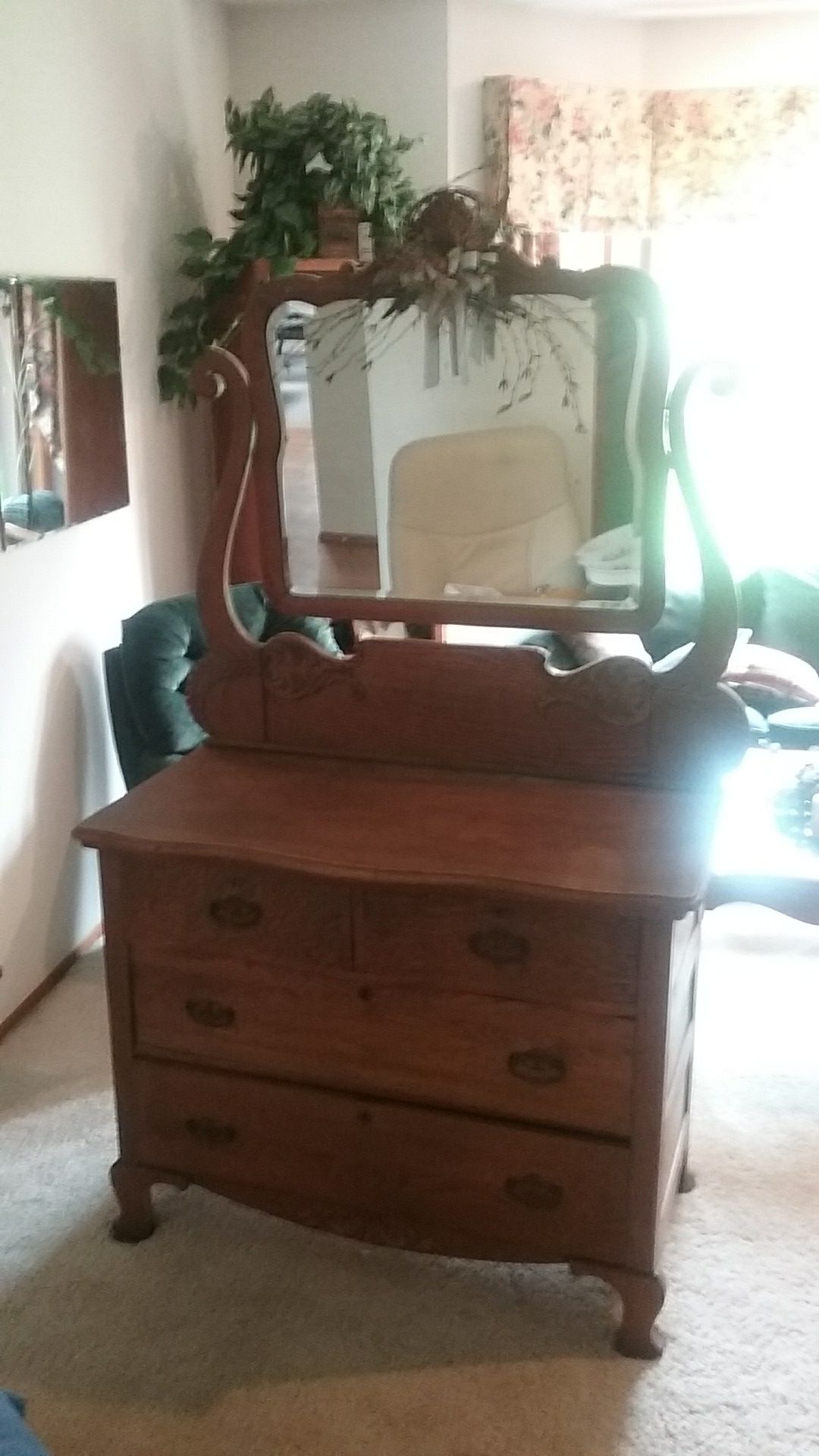 Antique Oak Dresser with Mirror