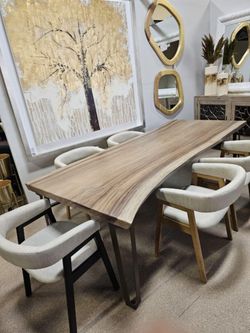 Parota Natural Live Edge solid Wood Big Size Dining Table.