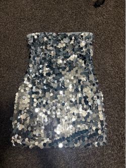Women’s strapless sequin dress (size large)