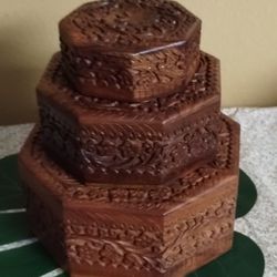 Beautiful Carved Octagon Boxes