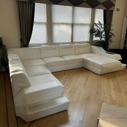 White Sectional Couch And Table