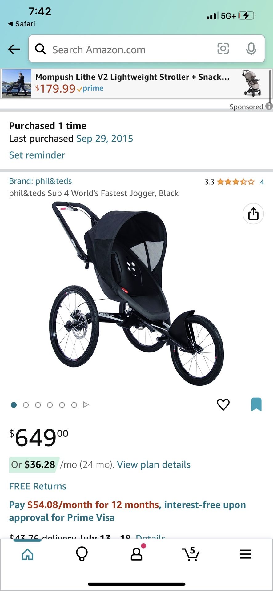 Phil And Ted Jogging Stroller 