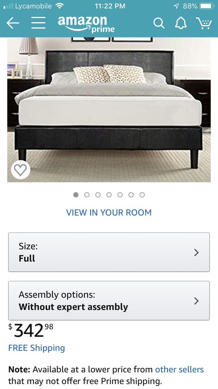 Full size Bed Frame and 6 inch memory mattress