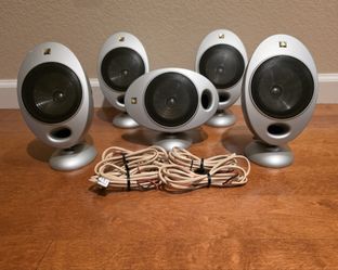 KEF KHT Silver 2005.2 HTS2001 Egg Satellite Surround Speakers Set of 5 *LOCALPU*