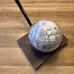 Pete Rose All Star Team Signature Ball On A Case Pen Desk Holder. 20 Available 