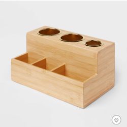 12"X7"X6" Bamboo Hair Tools Organizer with 5pc Magnets - Brightroom™: Bathroom Tray, Hair Dryer Hold