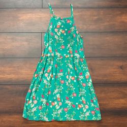 Little Girls Clothes Old Navy Green Floral Dress 6-7 Fits 6T - 7T