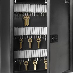 Uniclife 100 Position Slotted Key Cabinet with Combination & Key Lock Resettable Black Digital Security Storage Box Steel Key Organizer