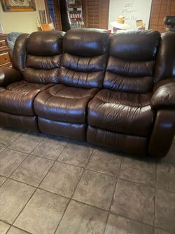 Brown leather couch