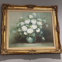 Original, Signed Robert Cox, Floral, Oil Painting on Canvas