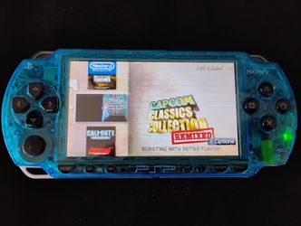 CLEAR BLUE / BLACK * PSP * WITH 5,000 GAMES