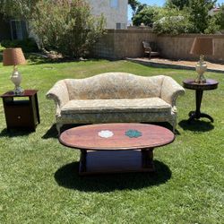 Living Room Set , 3 Coffee Tables , 2 Lamps And The Couch 