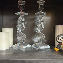 Like New Waterford Crystal Seahorse Candle Holders