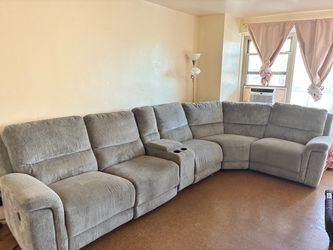 Gray Fabric Reclining Sectional Sofa