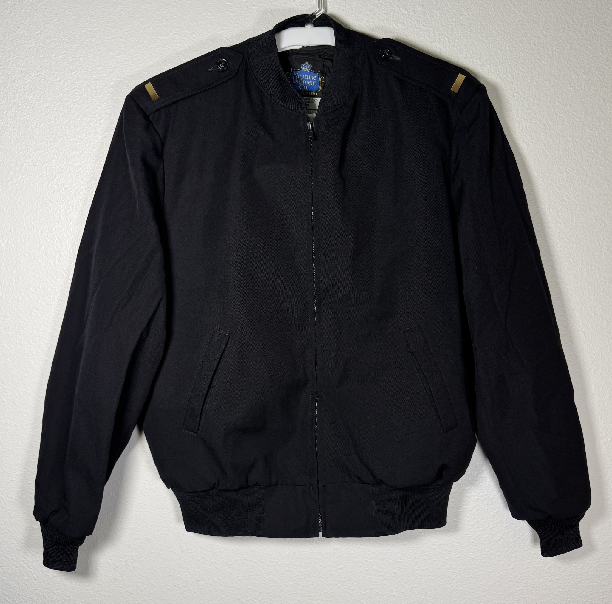 US Army Jacket Men 44 Large Black Wool Officers Neptune Garment Lined Bomber