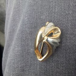 14 K White And Yellow Gold Brooch