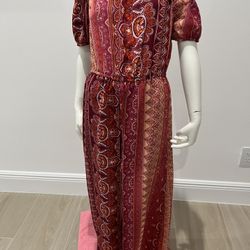 AS U WISH Juniors Red and Plum Print Skirted Romper Size M