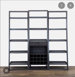 Bookshelves with wine rack