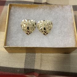 10k Gold Nugget Heart Earrings 