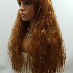 Long Brown Light Wavy Wig