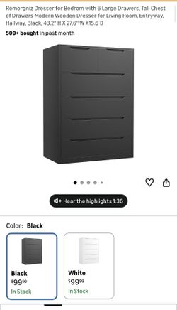 Wooden Black 6 Drawer Dresser Barely Had It , Kid Broke A Drawer