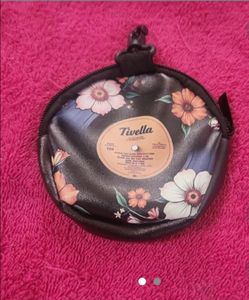 Tivella Vinyl Record Floral Coin Purse