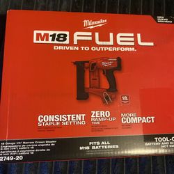 Milwaukee Fuel  M18 1/4 Narrow Crown Stapler  18ga Tool Only 