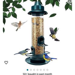 Wiewish Squirrel Proof Bird Feeder for Outdoor Hanging, Tube Bird Seed Feeder with 4 Ports, Large Capacity, Easy to Fill Birdfeeder for Cardinal, Finc