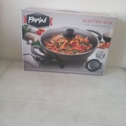 PARINI ELECTRIC WOK WITH VENTED GLASS LID