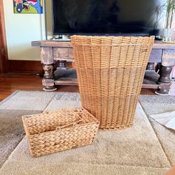 Woven Storage Basket Set (2 Pieces) – Natural / Boho Style 