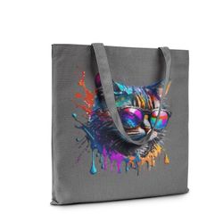 Color Splash Cool Cat Tote Bag, Spacious, Trendy Design