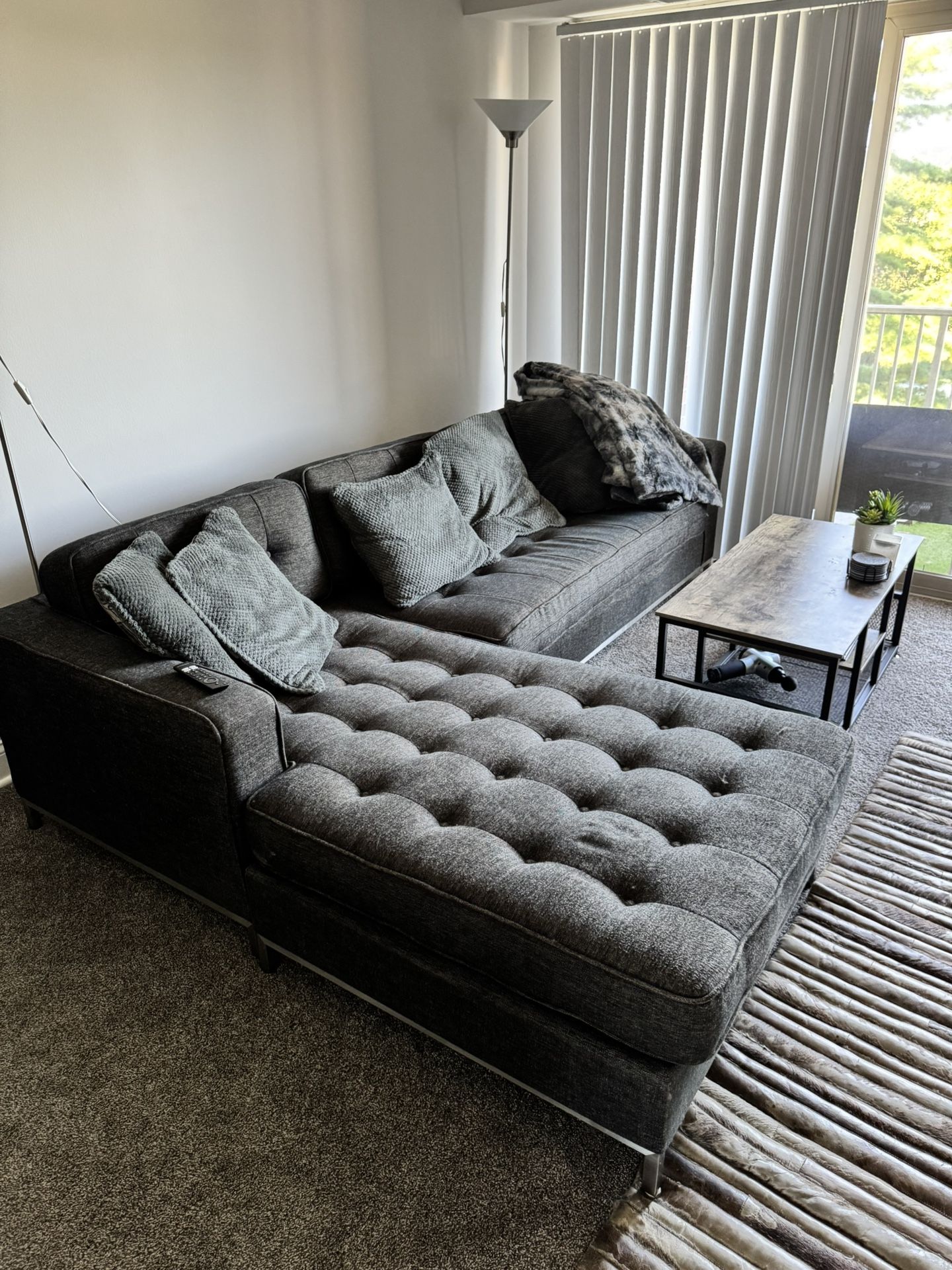 Gus Modern Sectional Couch Sofa Charcoal