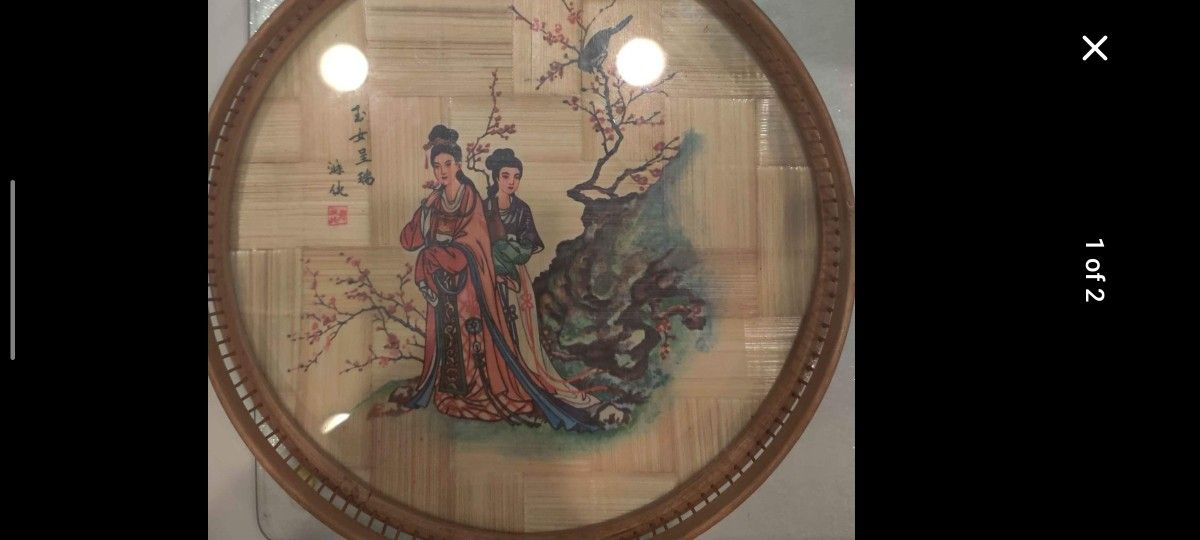 Vintage Oriental Tray Glass Top