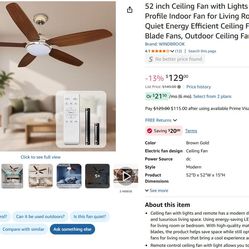 Ceiling Fan with Lights and Remote - Chrome