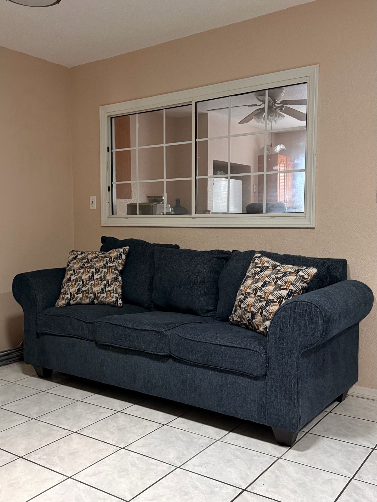 Kylie Navy 92” Sofa – Excellent Condition – No Stains or Tears
