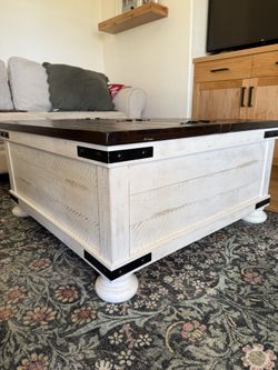 Solid Wood Farmhouse Coffee Table – Large & Sturdy