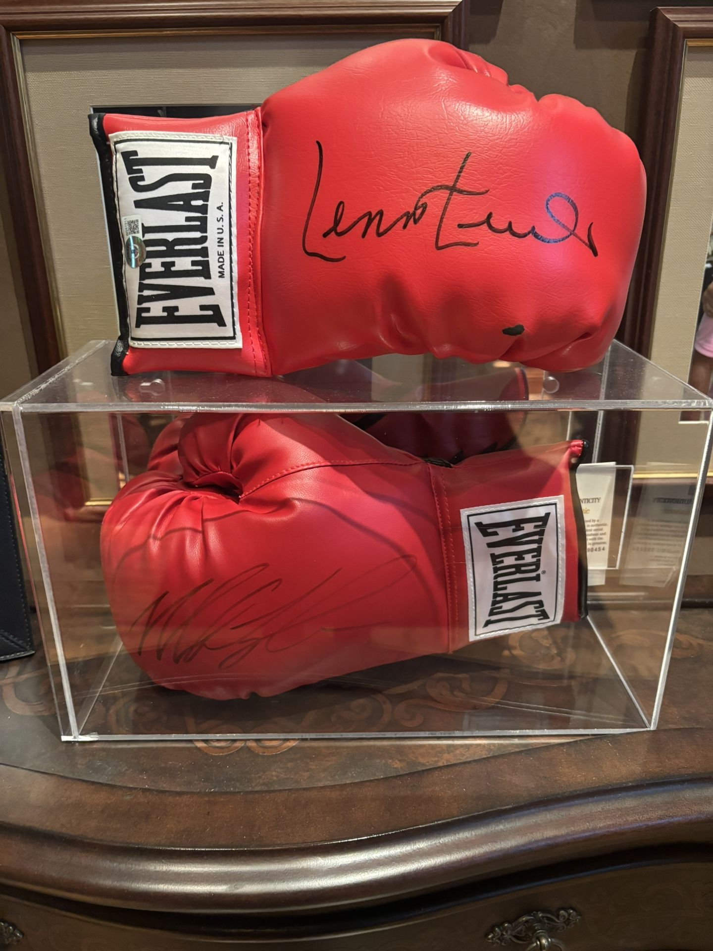 Lennox Lewis autographed Everlasting gloves Vs. Mike Tyson