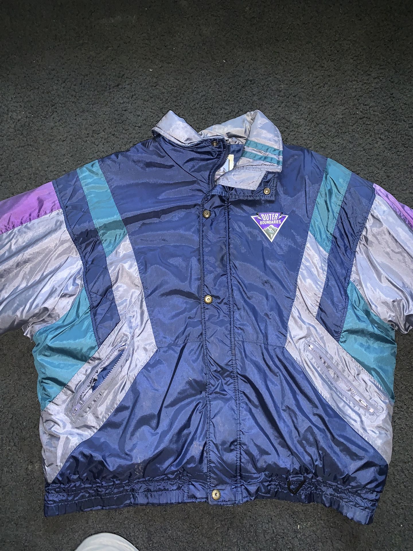 Vintage Steep Slopes Outer Boundaries Puffy Ski Jacket XL