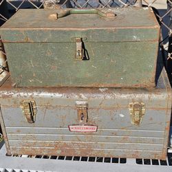 2 Vintage Metal Toolboxes!