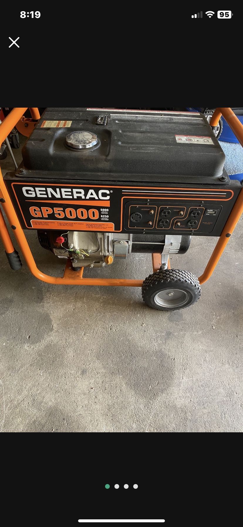 GENERAC 5000 Watt Generator Starts Runs And Works Great 
